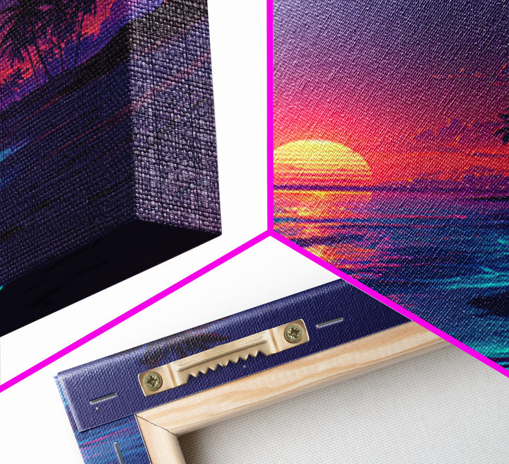 Vibrant Tropical Beach Sunset Wall Art Canvas Print Coastal Ocean Painting Summer Home Decor