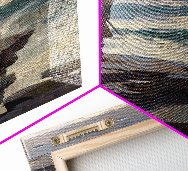 Lone Warrior On Ocean Cliff, Moody Coastal Landscape Wall Art, Viking Seascape Canvas Print, Masculine Office Decor, Gift For Him