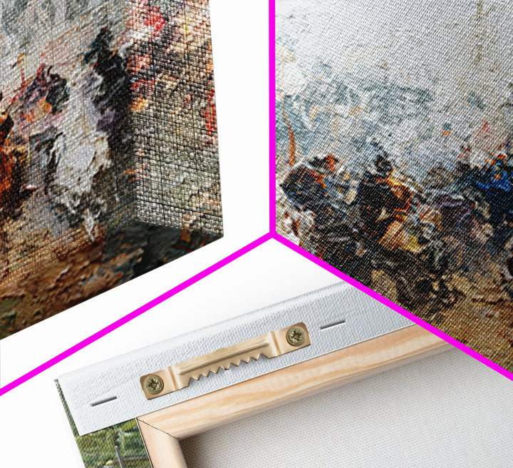 Impressionist Cavalry Charge Wall Art, Roman Battle Painting, Warrior Horse Canvas, Historical Living Room Decor, Large Statement Art