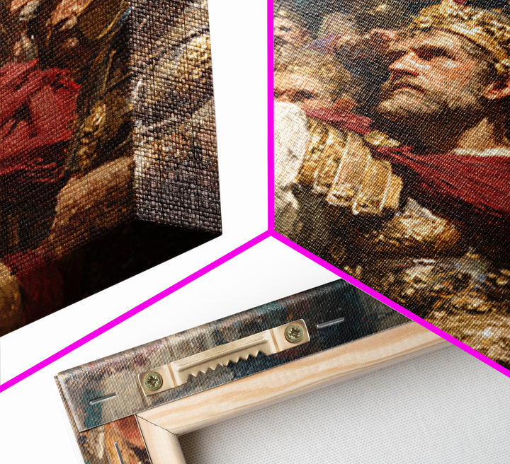 Roman Emperor Addressing Army Framed Canvas Print, Classical History Wall Decor, Ancient Battle Art, Statement Office Decor