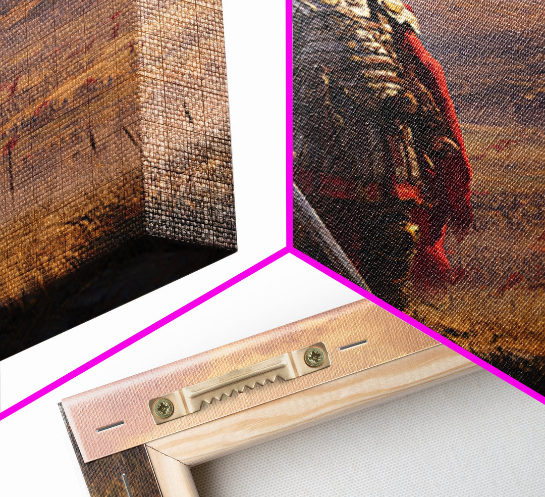 Roman General At Sunset Battlefield Wall Art, Ancient Warrior Canvas, Historical Fine Art Print, Masculine Office Decor Gift