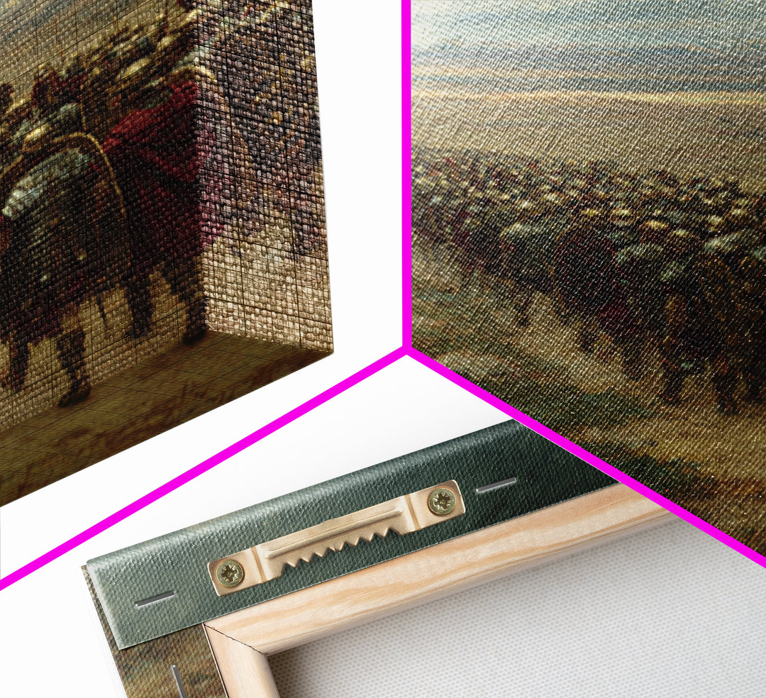 Roman Legion Marching Across Desert Wall Art, Ancient Military Painting Print, Historical Landscape Art, Living Room Office Decor