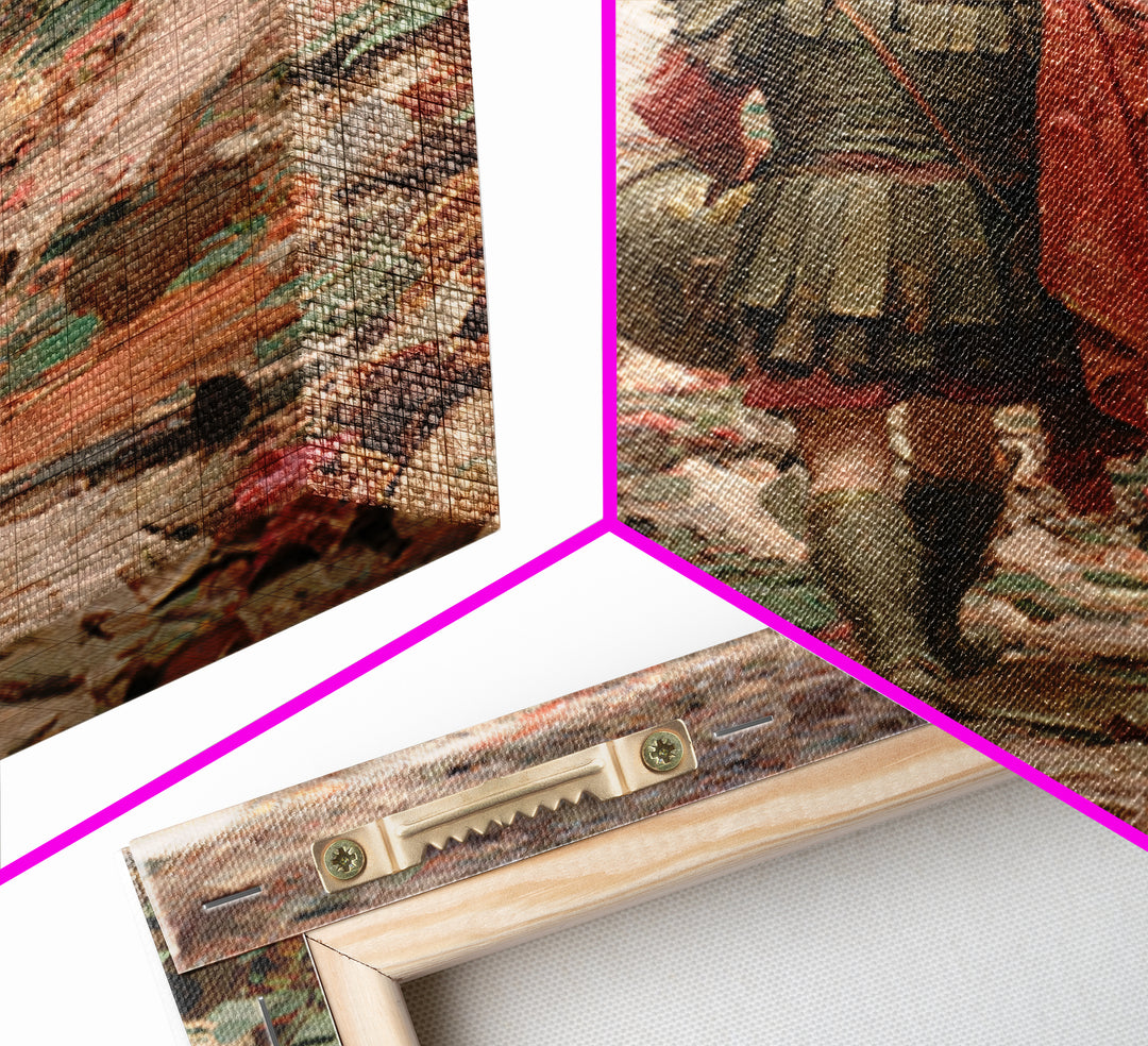 Roman Soldier In Ruined Battlefield Wall Art, Ancient Warrior Oil Painting, Classical History Decor, Dark Academia Gift Print