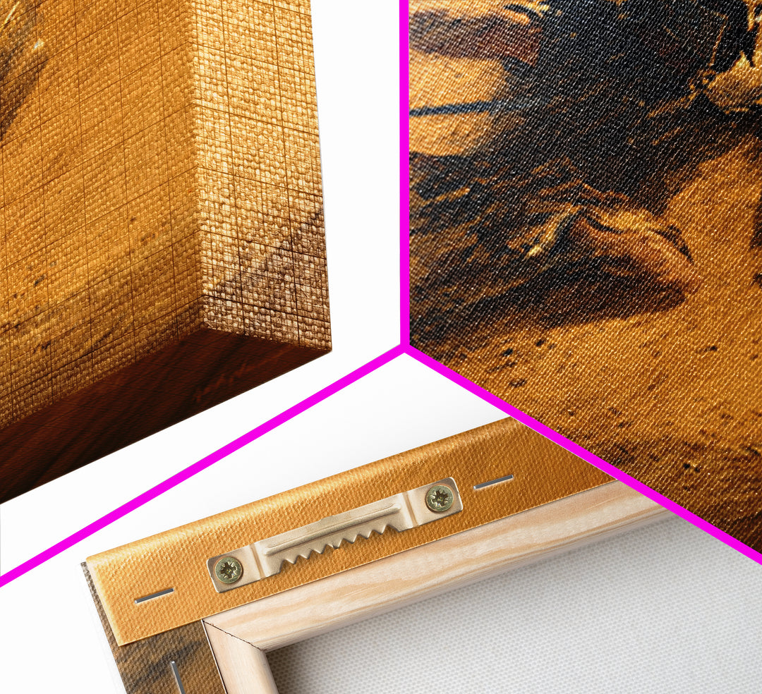 Spartan Warrior Charging Through Sandstorm Canvas Print, Greek Wall Art, Action Painting, Warm Orange Decor, Gift For Him
