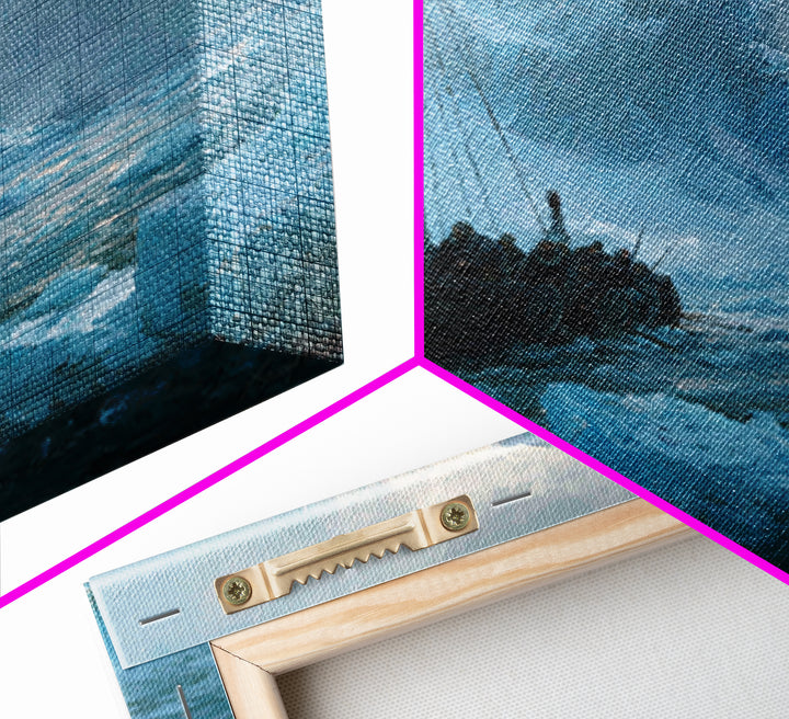 Viking Longship In Icy Fjord, Arctic Seascape Wall Art, Norse Landscape Canvas Print, Coastal Winter Decor, Gift For Him