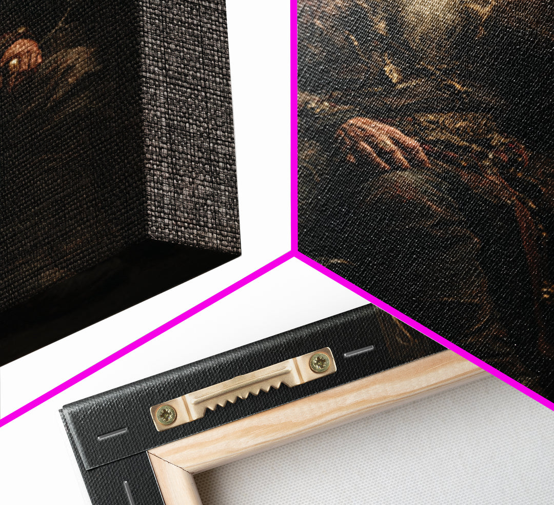 Viking King With Ravens Wall Art, Dark Academia Norse Portrait, Moody Medieval Oil Painting, Gothic Office Decor Gift For Him