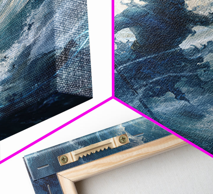 Poseidon Rising From Stormy Ocean Canvas Print, Mythological Wall Art, Nautical Fantasy Decor, Blue Coastal Artwork, Sea God Art