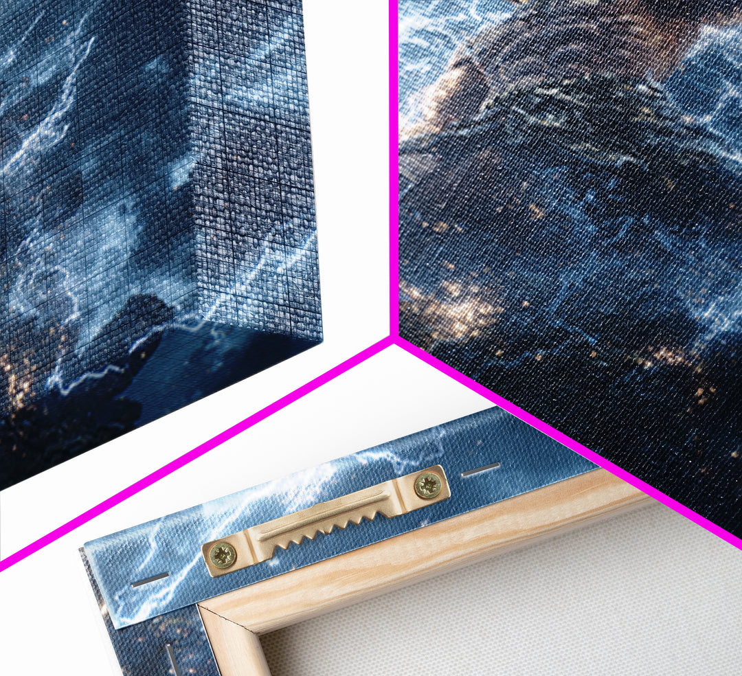 Thunder God Lightning Storm Canvas Print, Mythological Art, Dramatic Fantasy Wall Art, Greek Mythology Home Decor Gift Idea