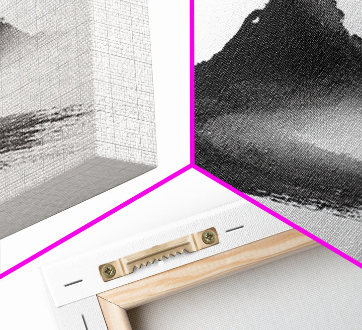 Minimalist Ink Mountain Brushstroke Wall Art, Black And White Abstract Canvas Print For Japandi Modern Home Decor