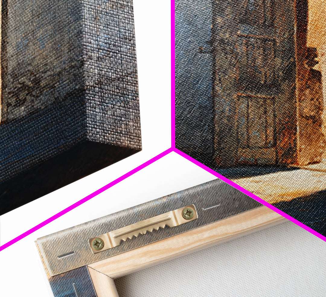 Sunlit Open Door Textured Wall Art Framed Canvas Print, Minimalist Rustic Decor, Moody Wall Art For Entryway Or Living Room