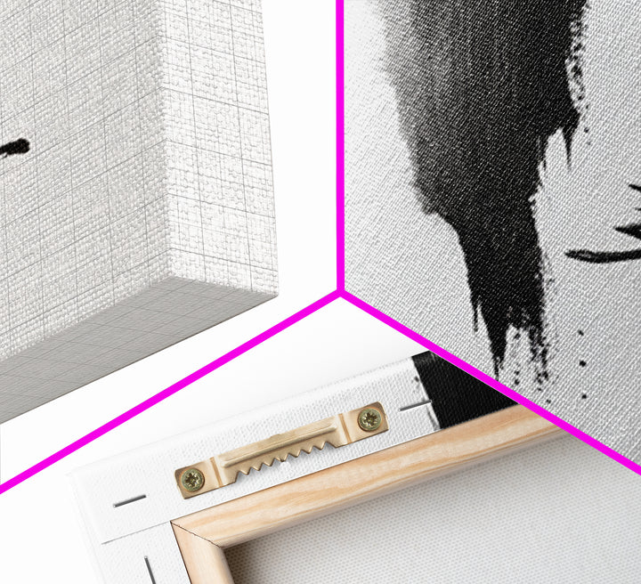 Black And White Zen Brushstroke Wall Art Minimalist Japanese Calligraphy Modern Abstract Print Neutral Home Decor Canvas Print