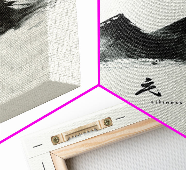 Minimalist Ink Mountains Japanese Landscape Wall Art Black And White Print Modern Zen Home Decor
