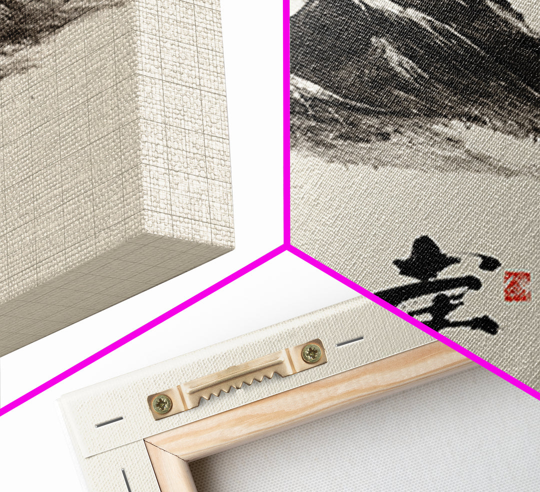 Minimal Ink Mountain Landscape Wall Art, Japanese Inspired Black And White Print, Calm Zen Home Decor Canvas Print