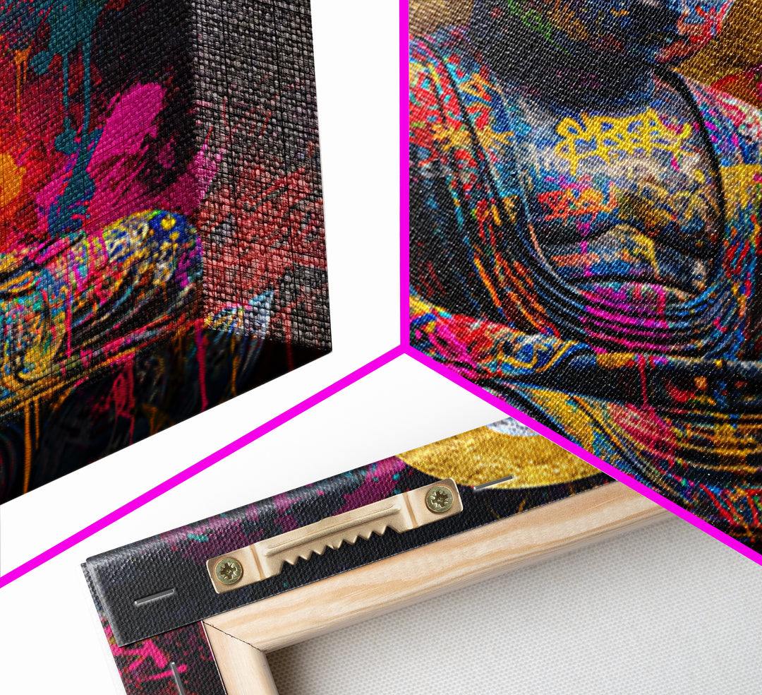 Colorful Graffiti Buddha Wall Art Canvas Print Modern Street Art Spiritual Zen Decor Meditation Room Art