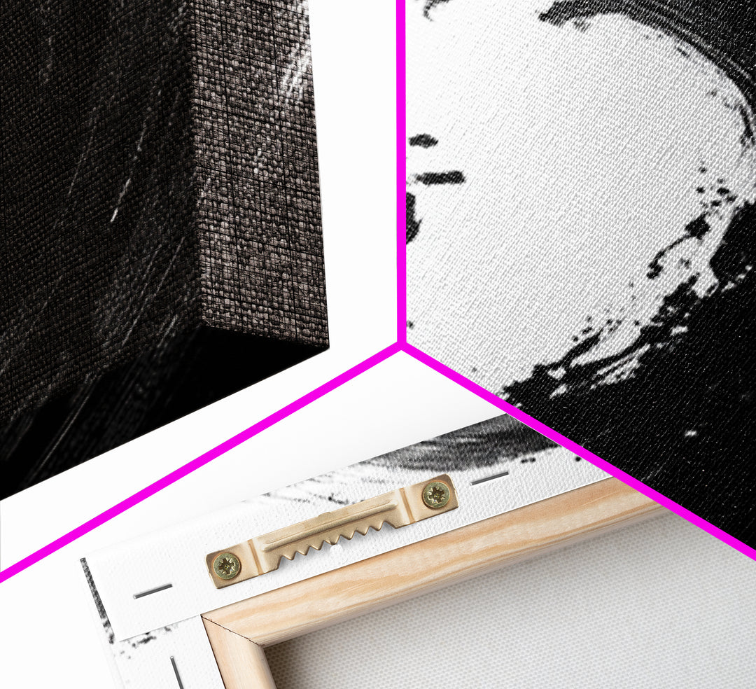 Japanese Ink Wave With Kanji Wall Art, Black And White Minimalist Canvas Print, Zen Japandi Home Decor Modern Art
