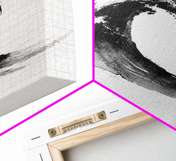 Minimalist Black And White Wave Painting Wall Art, Japanese Inspired Ocean Print, Modern Abstract Art, Coastal Home Decor