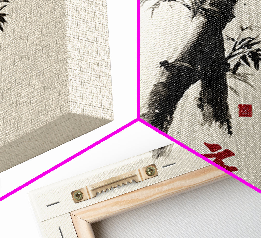 Minimalist Bamboo Ink Balance Wall Art, Japanese Zen Calligraphy Print, Wabi Sabi Japandi Decor Canvas Print