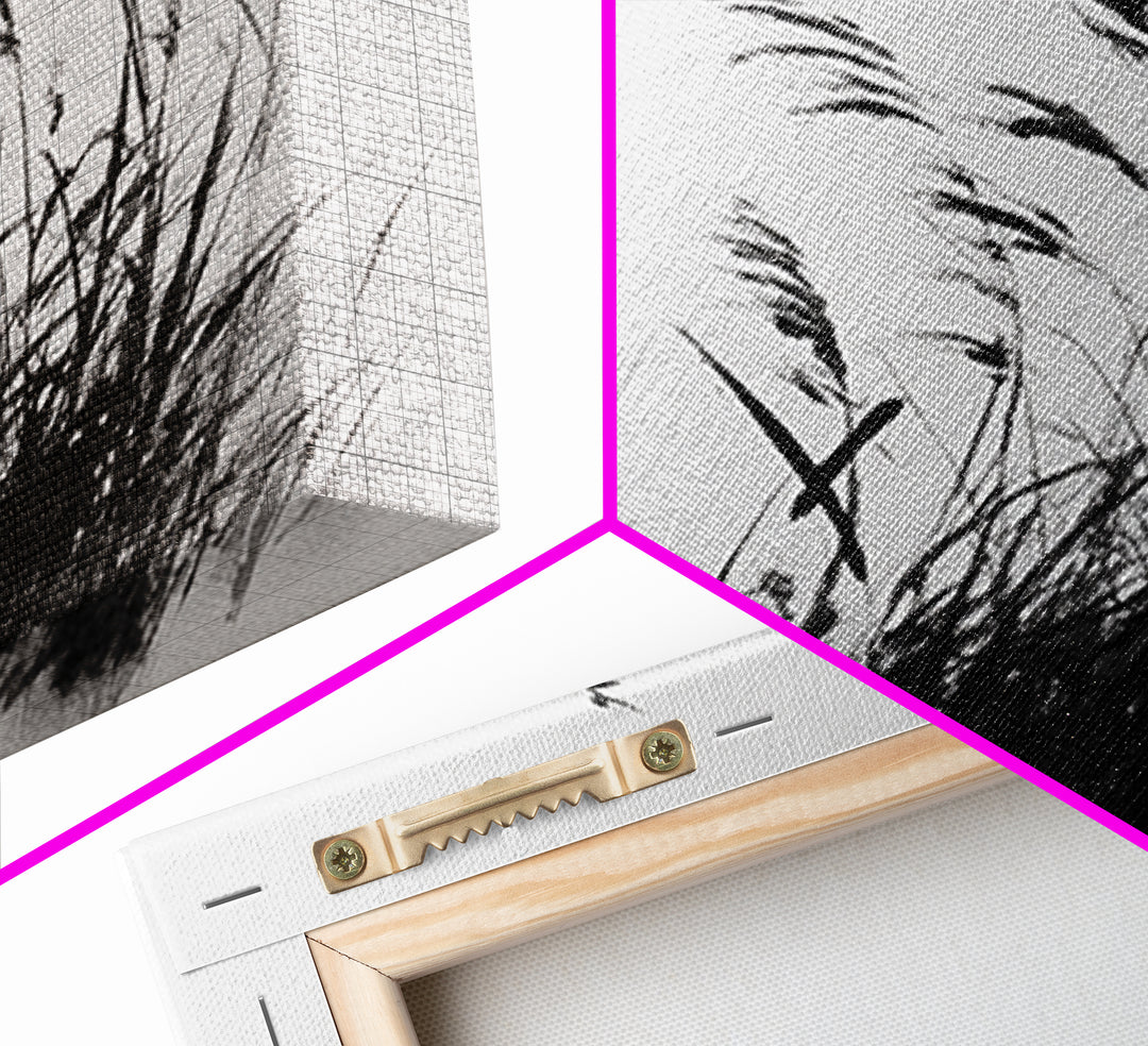 Minimalist Ink Grass Wall Art, Black And White Japanese Style Painting, Modern Minimal Wall Decor Fine Art Print