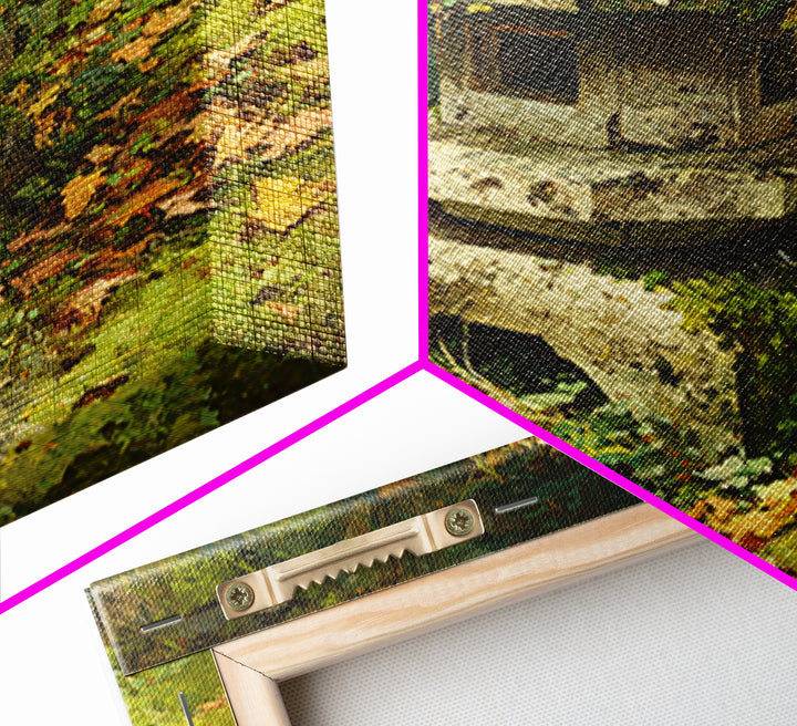 Japanese Garden Lantern Wall Art, Mossy Stone Sculpture Print, Tranquil Nature Decor, Wabi Sabi Garden Wall Art
