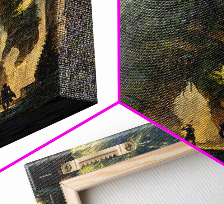 Moss Covered Forest Golem Ruins Wall Art, Fantasy Canvas Print, Whimsical Adventure Decor, Magical Woodland Artwork For Game Room