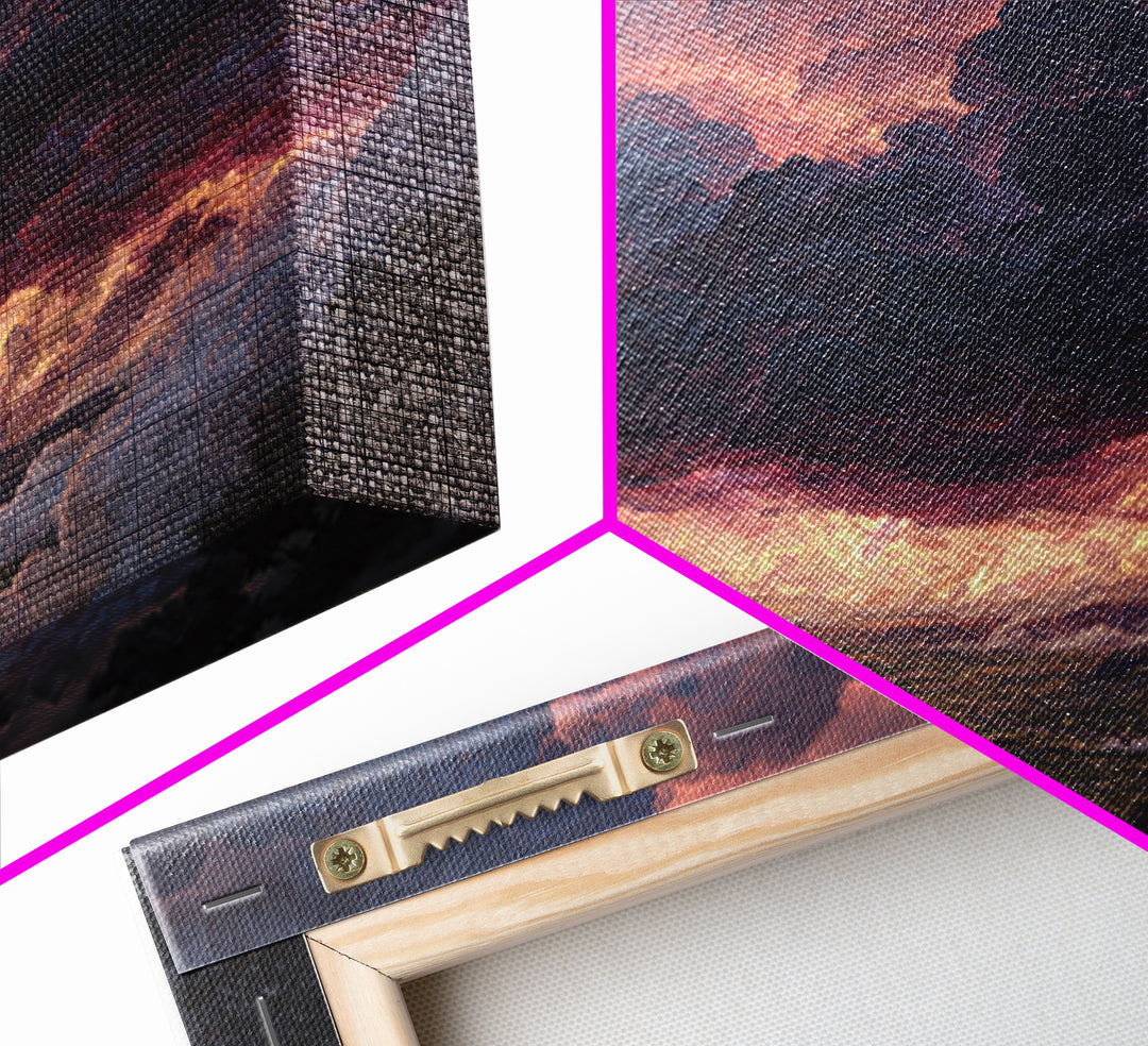 Warrior Beneath Thundercloud Sky Canvas Print, Dramatic Fantasy Landscape Wall Art, Lightning Storm Decor, Moody Wall Decor