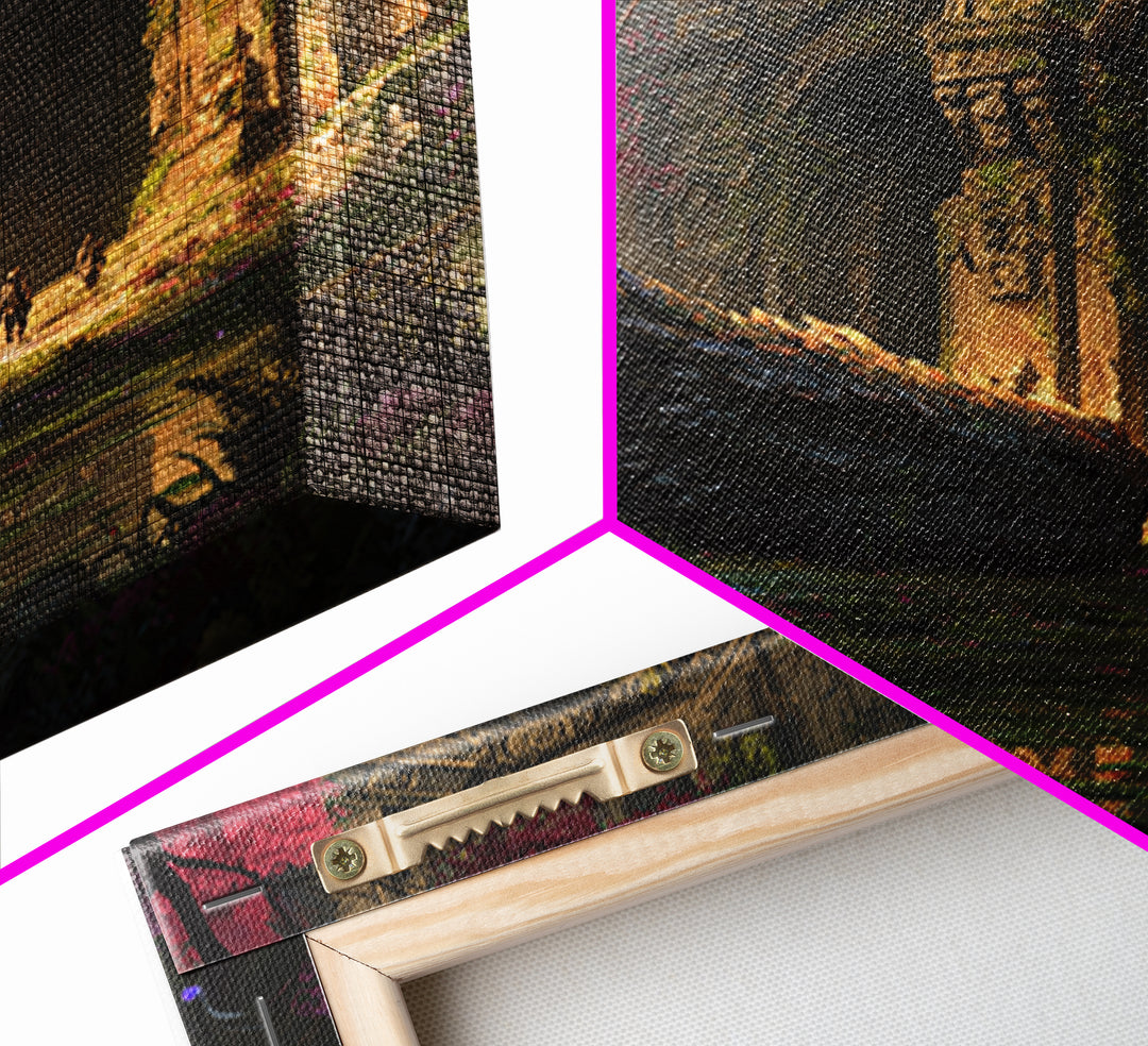 Sleeping Dragon In Crimson Forest Ruins Wall Art, Fantasy Canvas Print, Gothic Garden Decor, Mythical Adventure Gift For Her