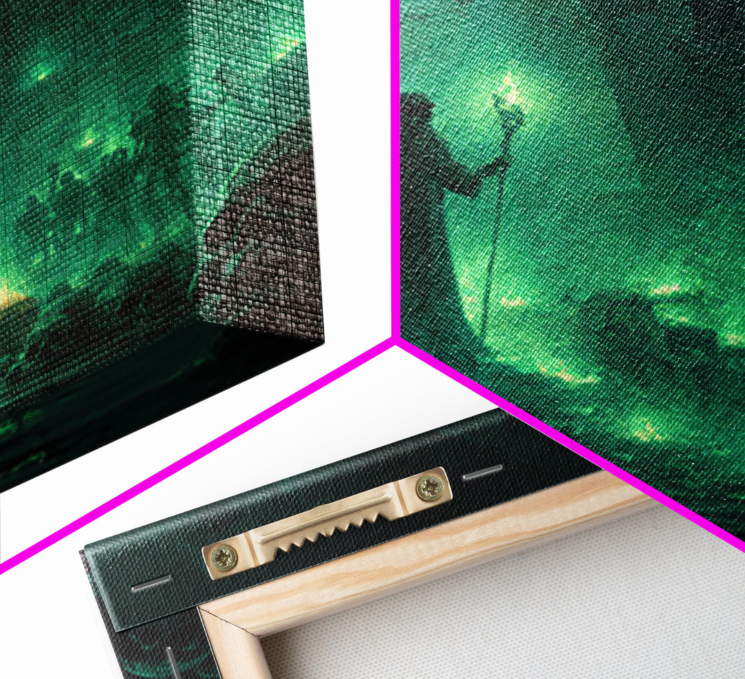 Necromancer Crypt With Skulls Wall Art, Dark Fantasy Canvas Print, Gothic Dungeon Decor, Witchy Occult Art Gift For Man Cave