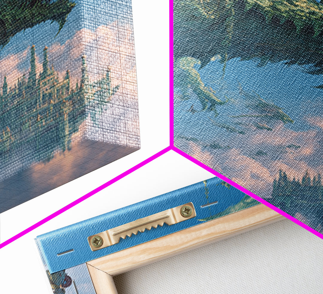 Giant Dragon Over Sky Castle Wall Art, Epic Fantasy Canvas Print, Floating Kingdom Decor, Gaming Room Statement Artwork Gift