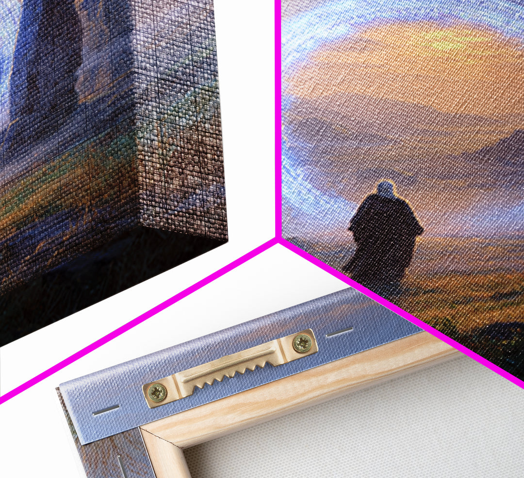 Glowing Rune Portal Between Ancient Stones Canvas Print, Fantasy Landscape Wall Art, Mystical Home Decor, Magic Gateway Art