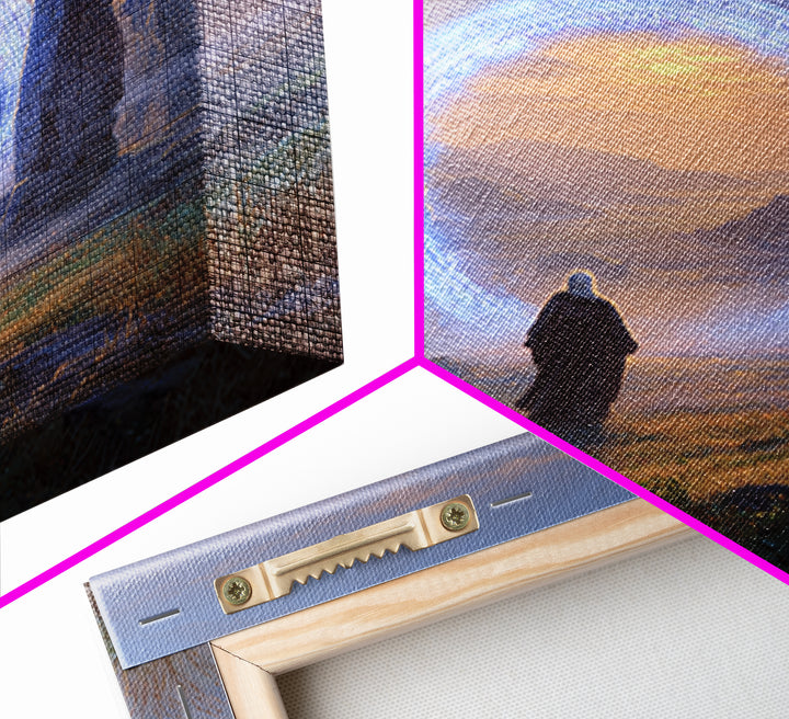 Glowing Rune Portal Between Ancient Stones Canvas Print, Fantasy Landscape Wall Art, Mystical Home Decor, Magic Gateway Art
