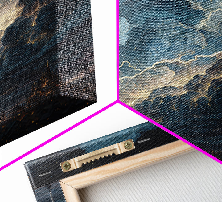 Night Dragon Storm Cloud Wall Art, Fantasy City Canvas Print, Gothic Castle Decor, Moody Sky Art, Gift For Dragon Lovers