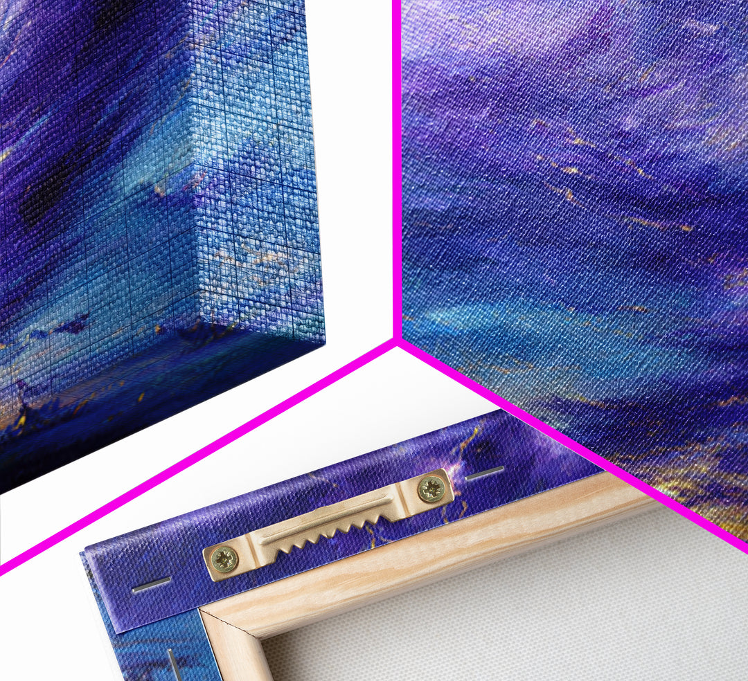 Purple Storm Vortex Wall Art, Abstract Fantasy Seascape Canvas Print, Moody Ocean Decor, Dramatic Wizard Battle Gift For Home Decor