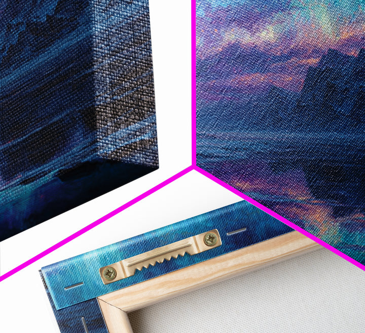Aurora Mountain Wizard Wall Art, Frozen Fantasy Landscape Canvas Print, Northern Lights Decor, Moody Bedroom Or Office Gift