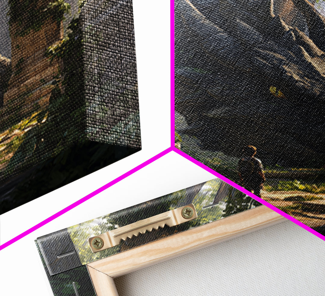 Giant Dragon In Overgrown Ruins Canvas Print, Fantasy Adventure Wall Art, Mythical Creature Decor, Kids Room Decor Gift Idea