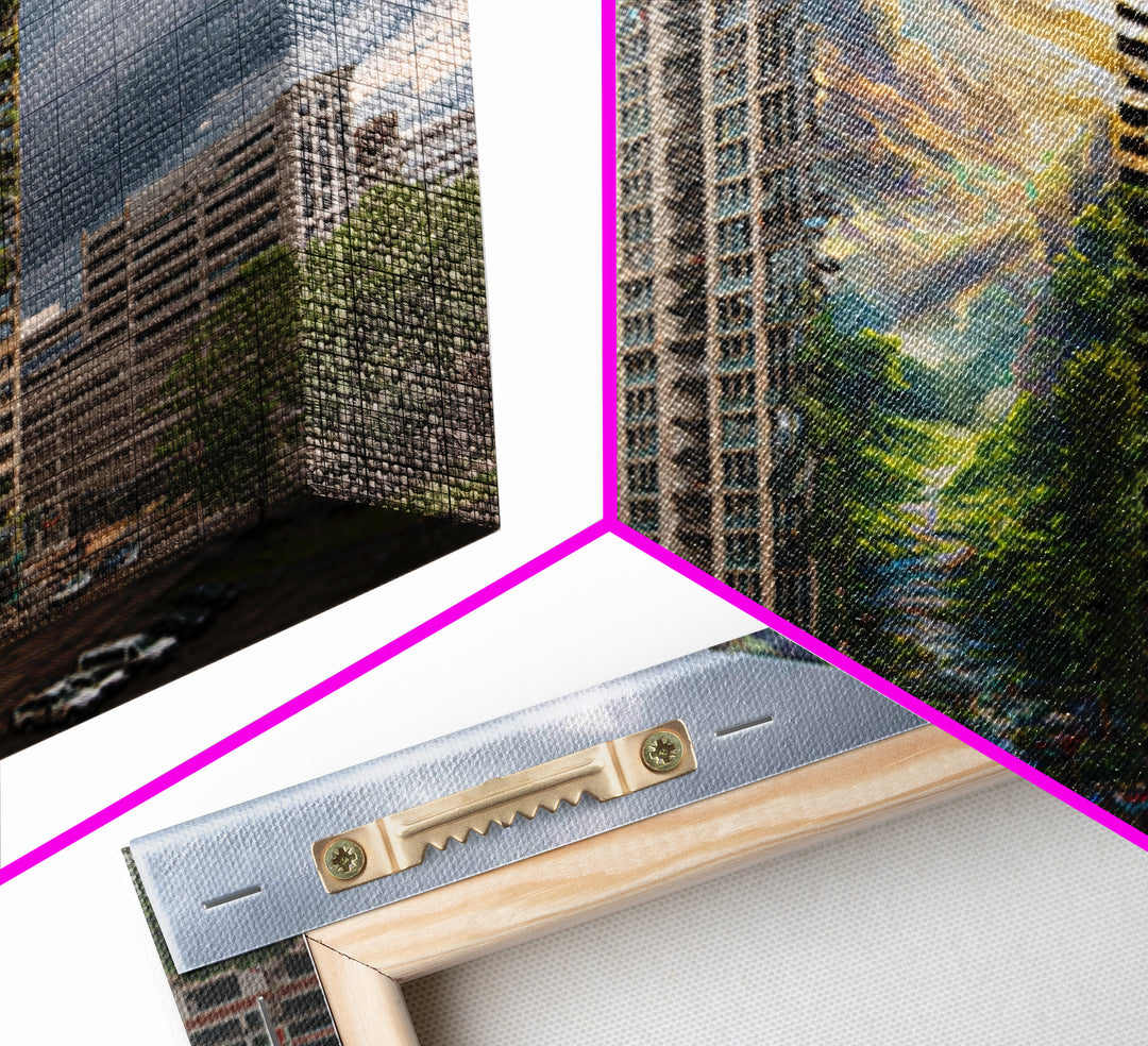 Stormy City Tower With Nature Mural Canvas Print, Urban Architecture Wall Art, Surreal Street Art, Modern Office Decor For Loft