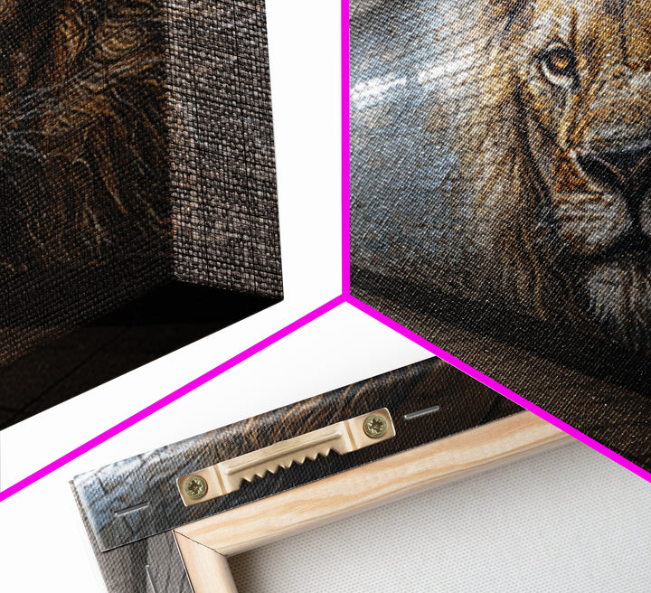 Majestic Lion Mural In Subway Tunnel Wall Art, Urban Street Art Print, Animal Wall Decor, Masculine Office Decor Gift Idea