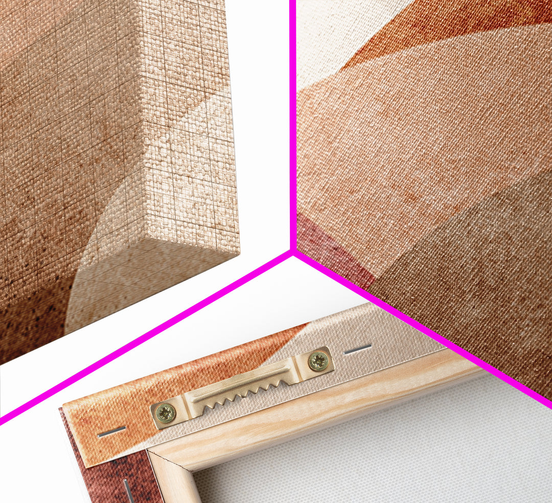 Layered Terracotta Arches Abstract Wall Art, Neutral Canvas Print For Boho Decor, Modern Living Room Decor, And Office Decor