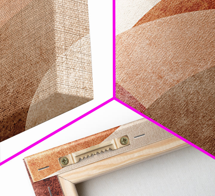 Layered Terracotta Arches Abstract Wall Art, Neutral Canvas Print For Boho Decor, Modern Living Room Decor, And Office Decor