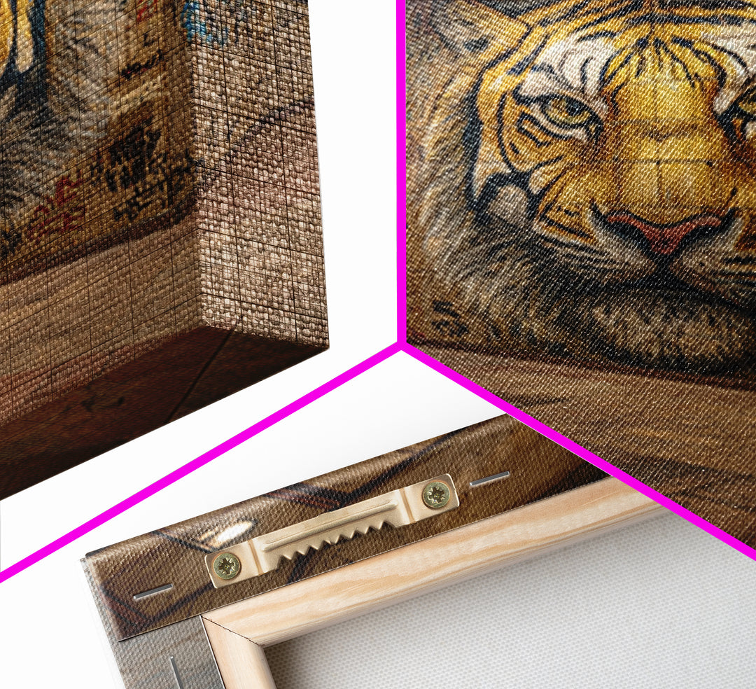 Urban Tiger Mural Subway Station Wall Art, Street Art Graffiti Canvas Print, Big Cat Decor, Bold Contemporary Gift For Him
