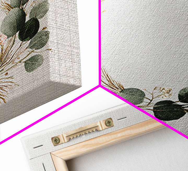 Eucalyptus Wreath Botanical Wall Art, Minimalist Canvas Print, Sage Green Floral Decor, Farmhouse Entryway Housewarming Gift