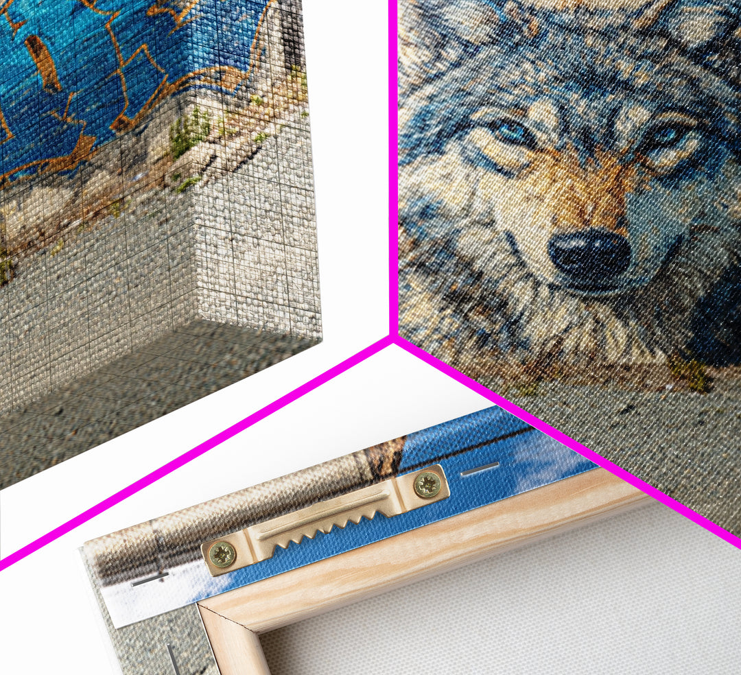 Blue Wolf Graffiti Mural Wall Art, Urban Street Art Print, Wildlife Wall Decor, Industrial Loft Home Decor, Gift For Him