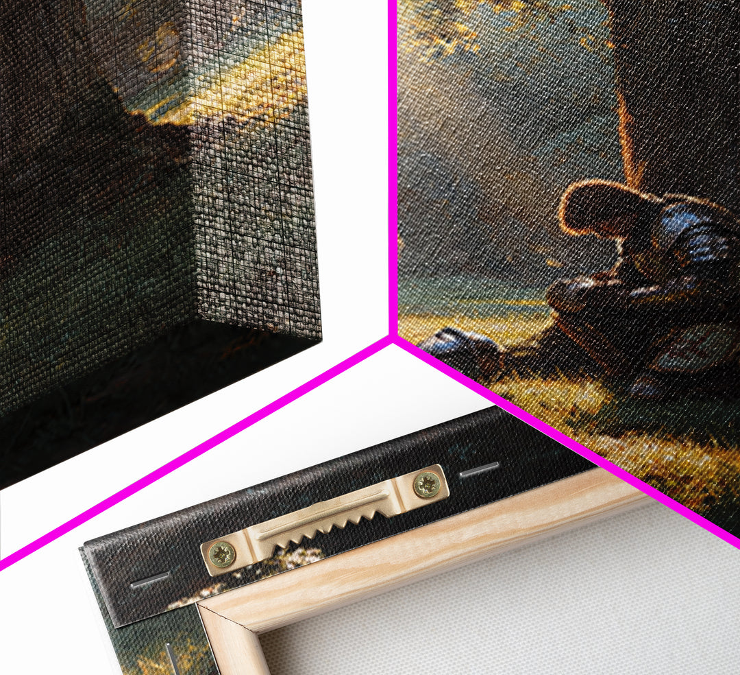 Praying Knight Beneath Ancient Oak Canvas Print, Medieval Fantasy Wall Art, Christian Warrior, Rustic Landscape Home Decor