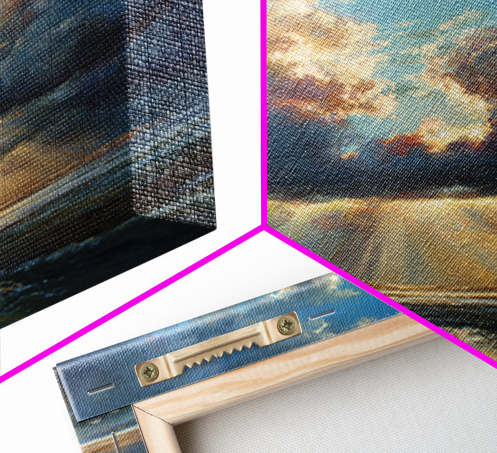 Noah's Ark Storm Clouds Wall Art, Christian Canvas Print, Ocean Seascape Painting, Bible Story Decor, Inspirational Gift