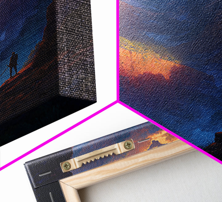 Warrior Over Misty Canyon Wall Art, Epic Fantasy Landscape Canvas Print, Mountain Wall Art, Adventure Decor, Gift For Him