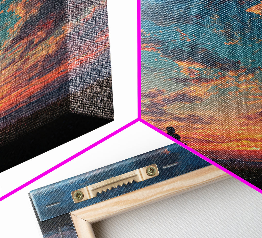 Knight Praying By Cross At Sunset Wall Art, Christian Landscape Painting, Bible Verse Decor, Inspirational Gift For Him Print