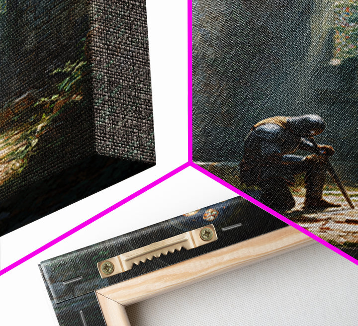 Kneeling Knight In Ruined Chapel Wall Art, Medieval Fantasy Canvas Print, Gothic Decor, Christian Artwork, Fine Art Print