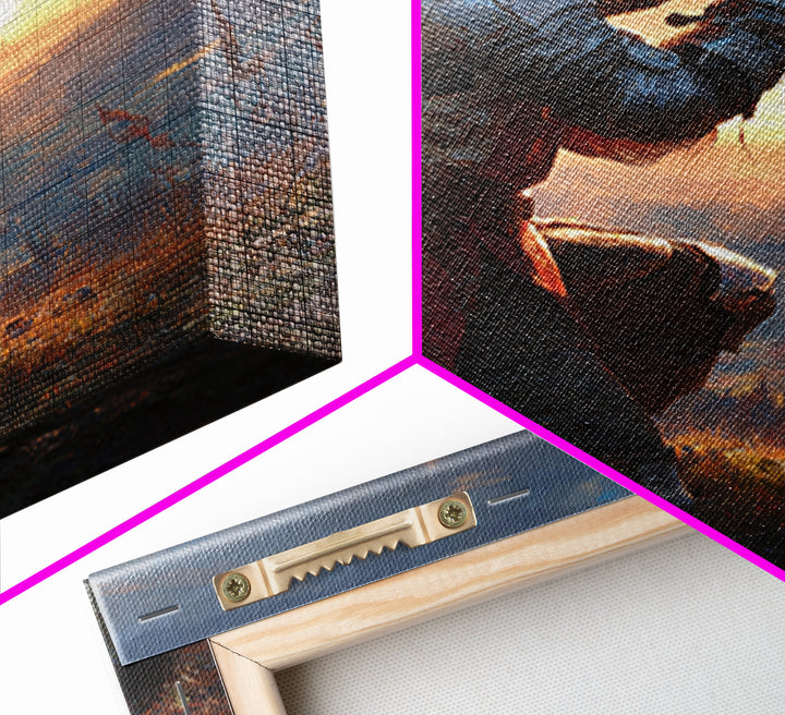Kneeling Medieval Knight Wall Art, Fantasy Canvas Print, Warrior Sword Painting, Gothic Decor, Dark Academia Gift For Him