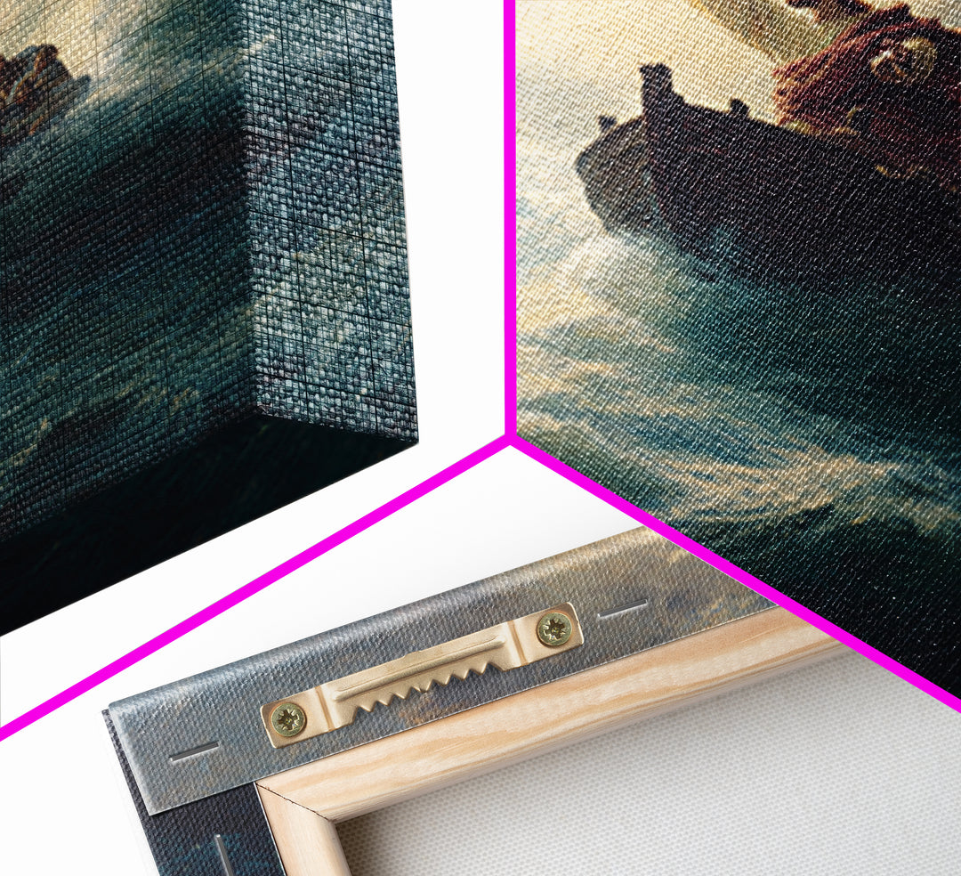 Jesus Calming The Storm At Sea Canvas Print, Biblical Ocean Painting, Christian Wall Art, Faith Gift For Prayer Room Decor