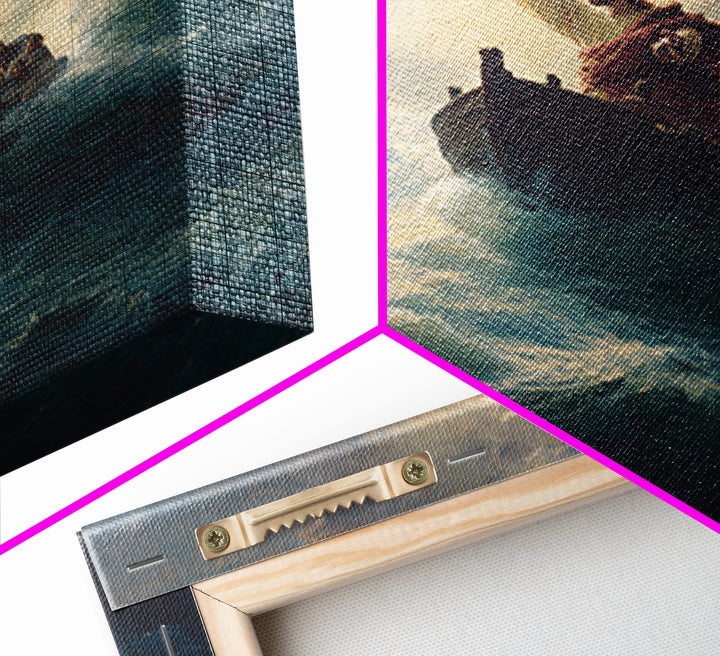Jesus Calming The Storm At Sea Canvas Print, Biblical Ocean Painting, Christian Wall Art, Faith Gift For Prayer Room Decor