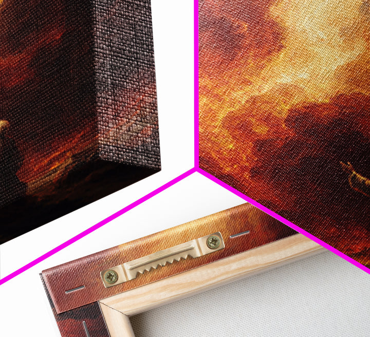Apocalyptic Firestorm Biblical Scene Wall Art, Dramatic Religious Canvas Print, Christian Decor, Fine Art Print, Living Room Decor